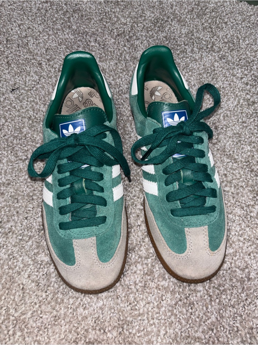 adidas Men’s Green and White Suede Samba Sneakers
